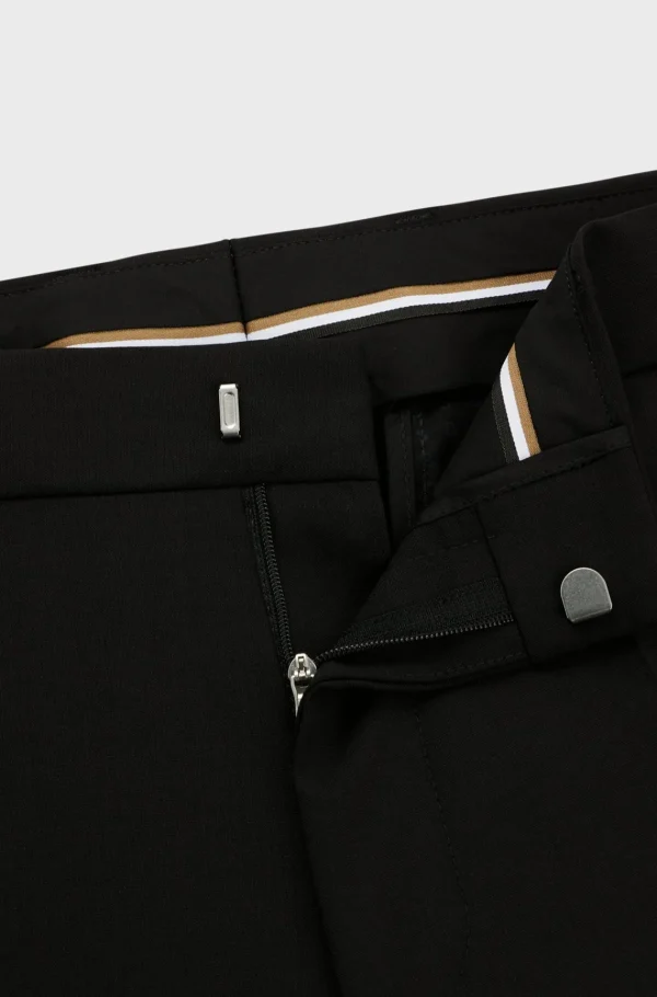 HUGO BOSS Calças E Calções>Calças De Ajuste Regular Em Lã Virgem Elástica
