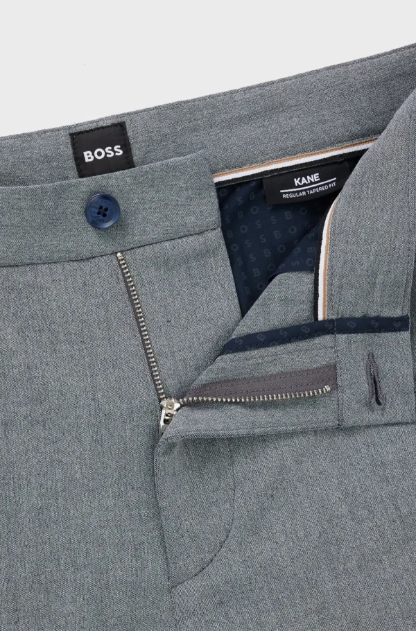 HUGO BOSS Calças E Calções>Calças De Ajuste Regular Em Panamá Elástico Melange