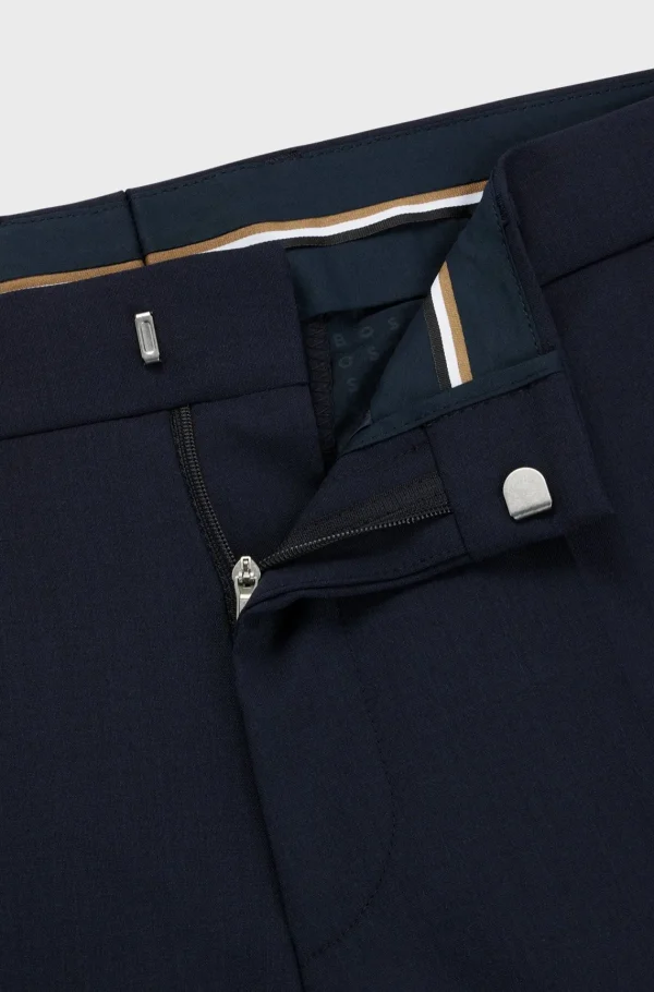 HUGO BOSS Calças E Calções | Artigos Essenciais>Calças De Ajuste Regular Em Lã Virgem Elástica
