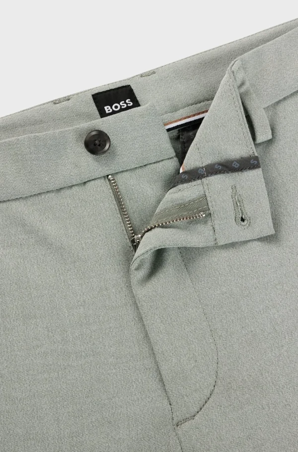HUGO BOSS Calças E Calções>Calças De Ajuste Regular Em Panamá Elástico Melange