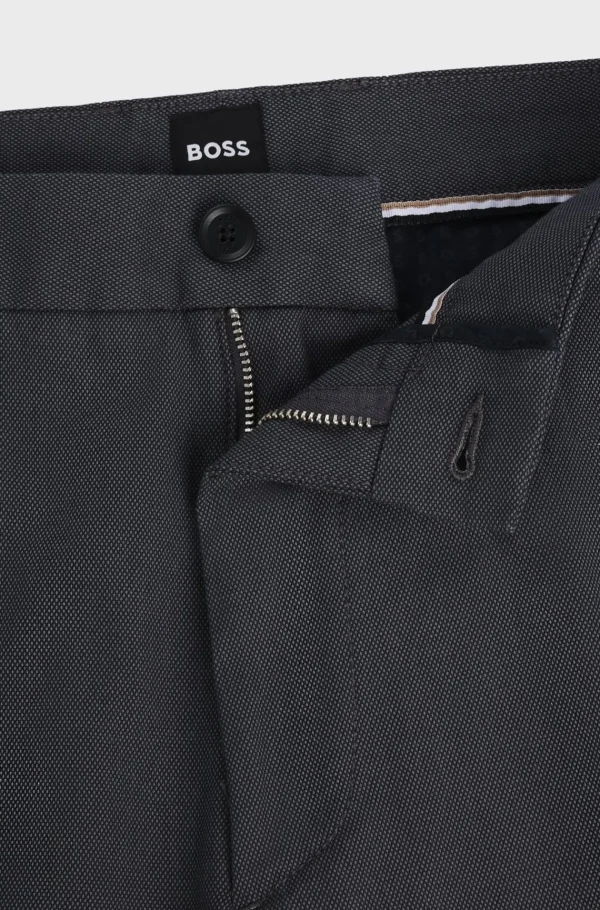 HUGO BOSS Calças E Calções>Calças De Ajuste Regular Em Algodão Elásticomicro Estampado