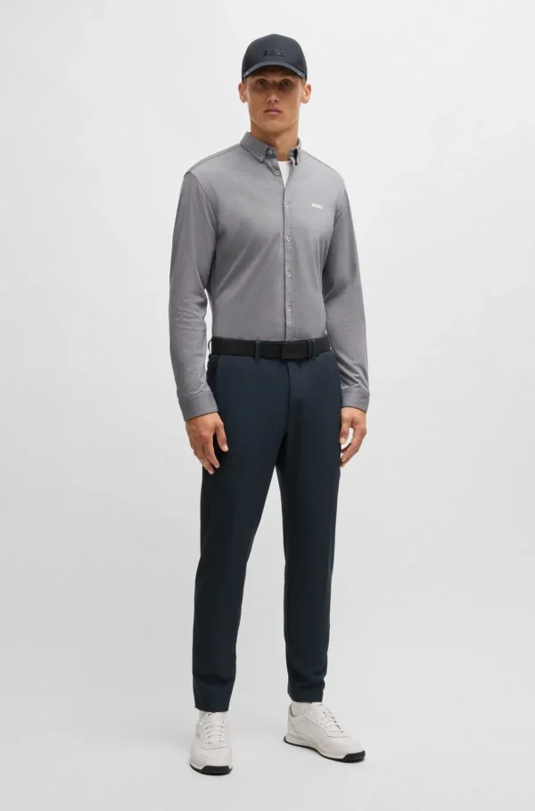HUGO BOSS Calças E Calções>Calças De Ajuste Regular Em Tecido Elástico Repelente à água