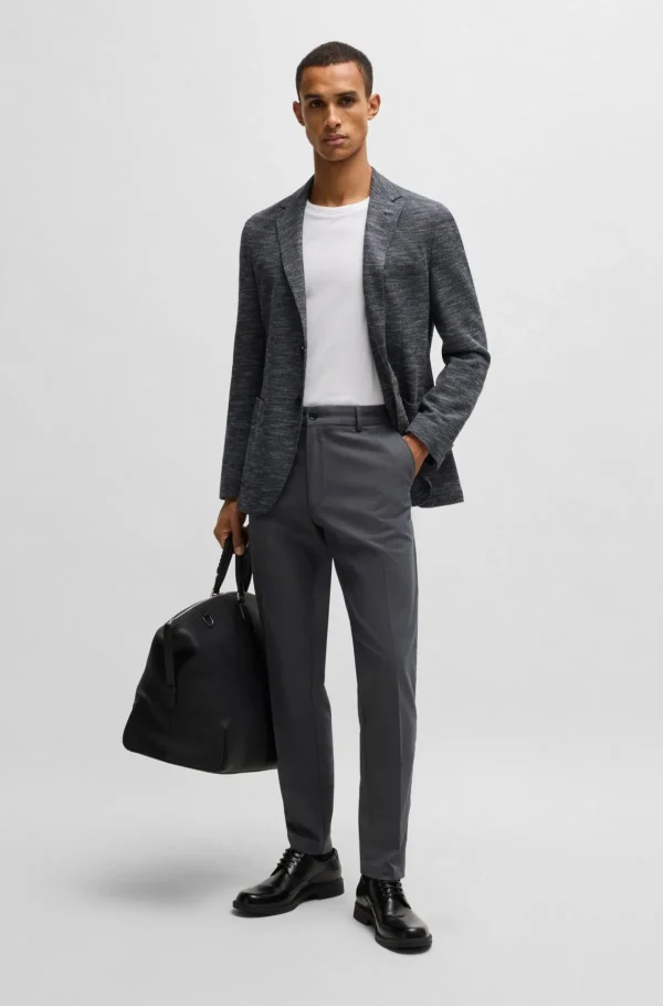 HUGO BOSS Calças E Calções>Calças De Ajuste Regular Em Algodão Elásticomicro Estampado