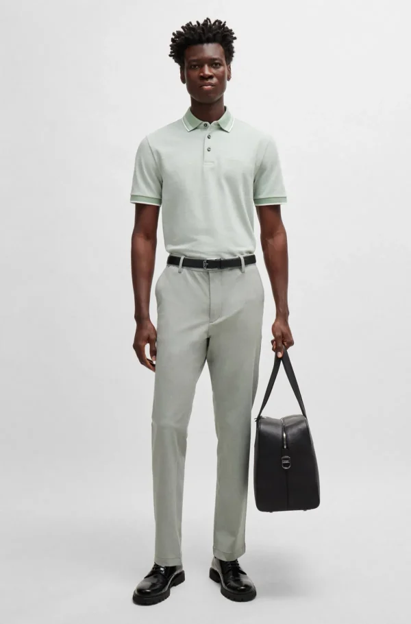 HUGO BOSS Calças E Calções>Calças De Ajuste Regular Em Panamá Elástico Melange