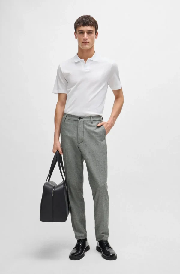 HUGO BOSS Calças E Calções>Calças De Ajuste Regular Em Material Com Microxadrez