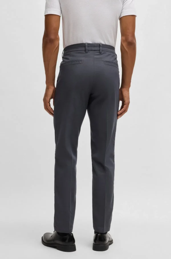 HUGO BOSS Calças E Calções>Calças De Ajuste Regular Em Algodão Elásticomicro Estampado