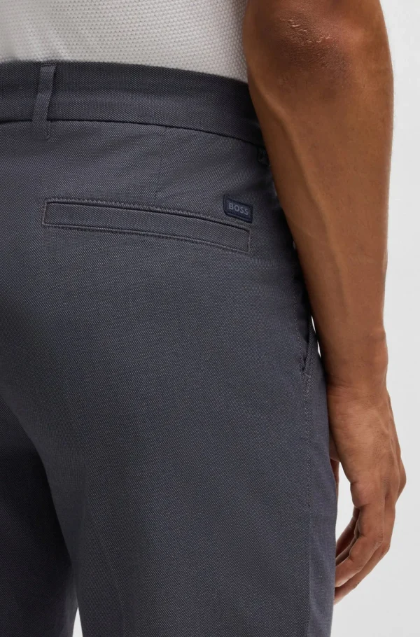 HUGO BOSS Calças E Calções>Calças De Ajuste Regular Em Algodão Elásticomicro Estampado