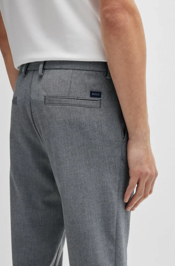 HUGO BOSS Calças E Calções>Calças De Ajuste Regular Em Panamá Elástico Melange