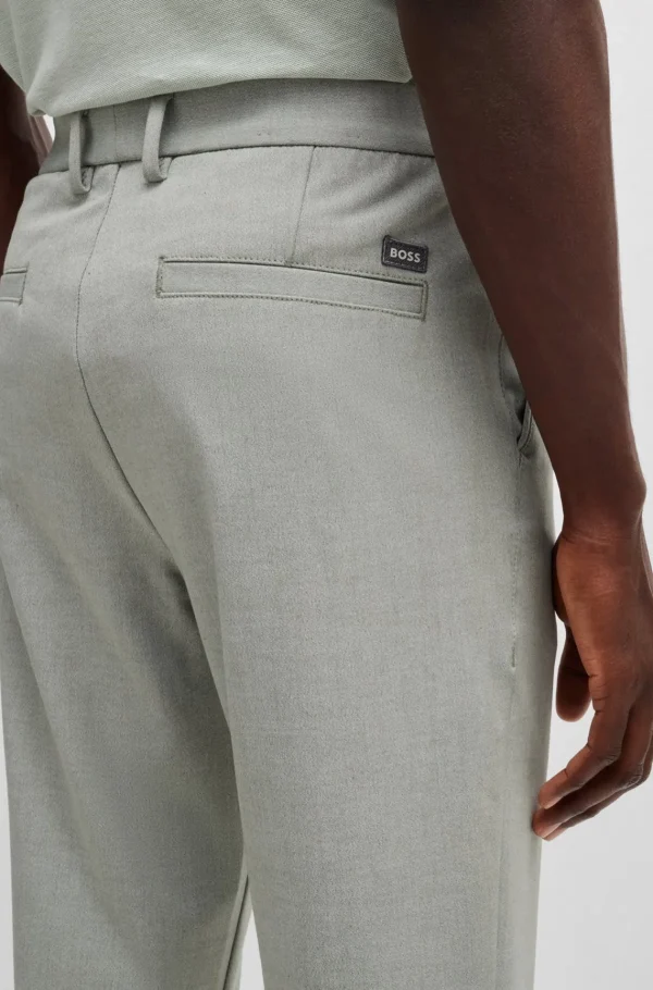 HUGO BOSS Calças E Calções>Calças De Ajuste Regular Em Panamá Elástico Melange