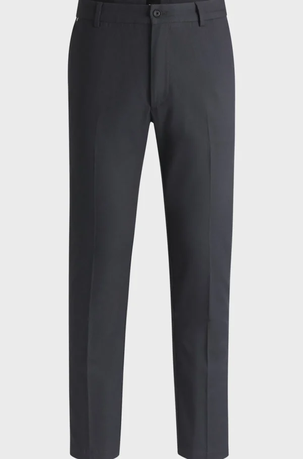 HUGO BOSS Calças E Calções>Calças De Ajuste Regular Em Algodão Elásticomicro Estampado
