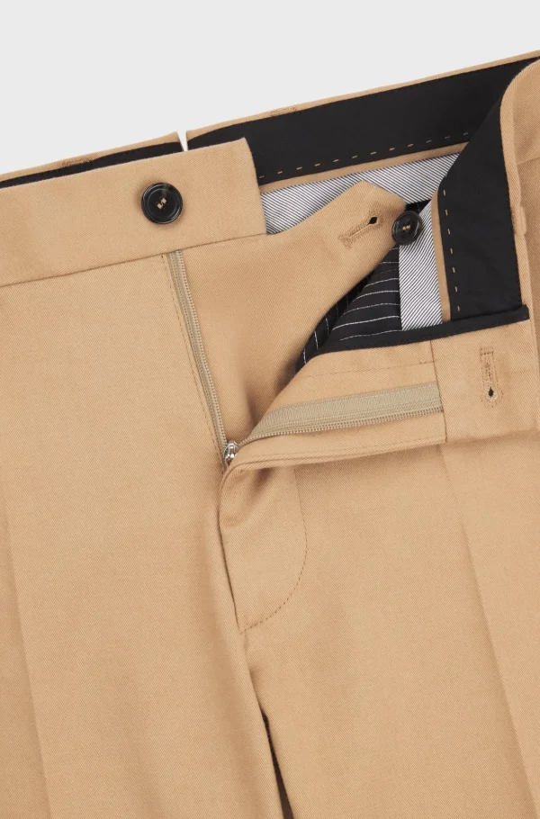 HUGO BOSS Calças E Calções>Calças De Ajuste Slim Em Algodão, Caxemira E Elástico