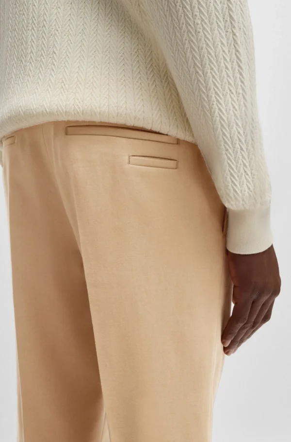 HUGO BOSS Calças E Calções>Calças De Ajuste Slim Em Algodão, Caxemira E Elástico
