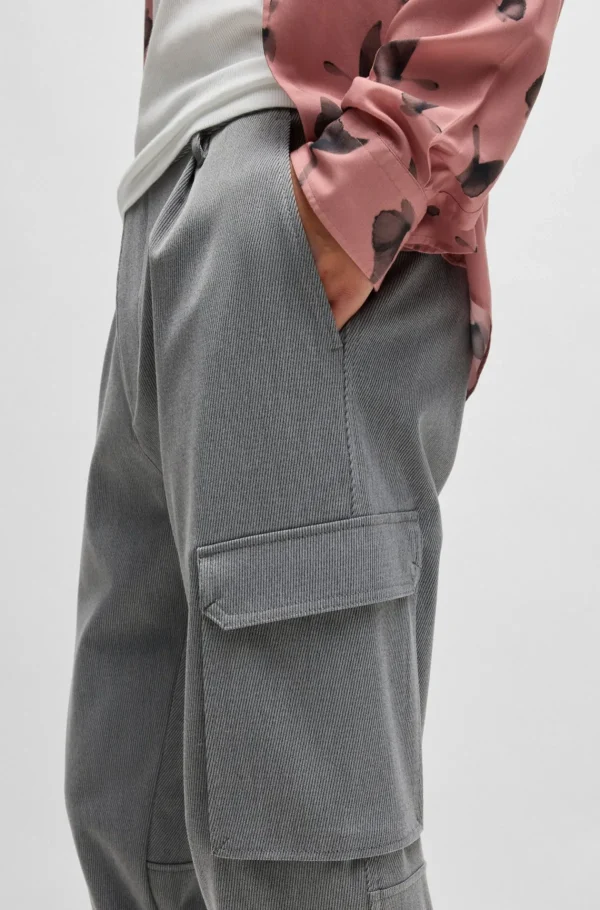 HUGO BOSS Calças E Calções>Calças De Ajuste Slim Em Gabardina Elástica