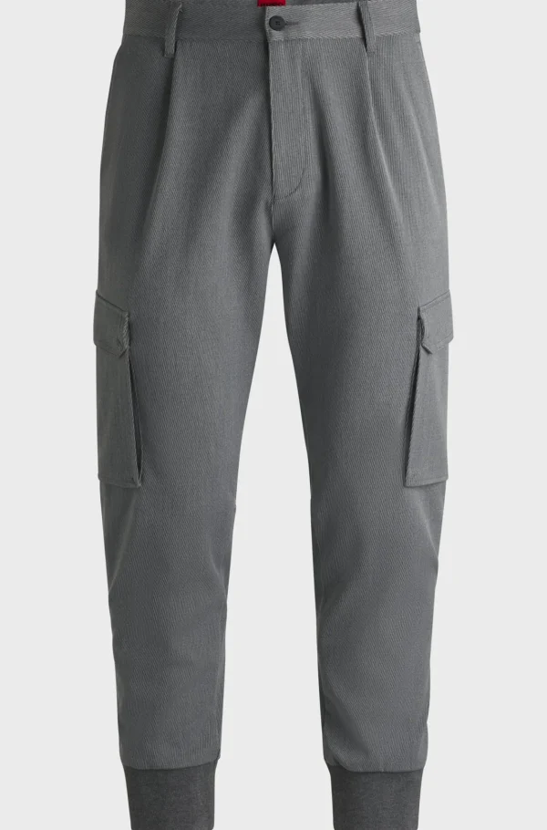 HUGO BOSS Calças E Calções>Calças De Ajuste Slim Em Gabardina Elástica