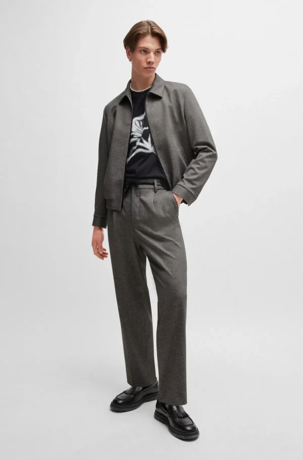 HUGO BOSS Calças E Calções>Calças De Ajuste Slim Em Jersey Elástico De Alto Desempenho Com Padrão