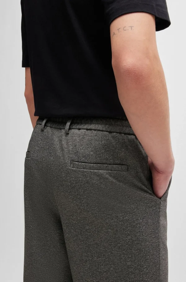 HUGO BOSS Calças E Calções>Calças De Ajuste Slim Em Jersey Elástico De Alto Desempenho Com Padrão