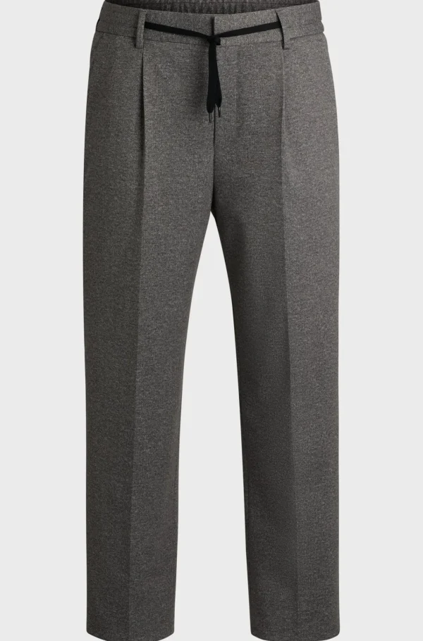 HUGO BOSS Calças E Calções>Calças De Ajuste Slim Em Jersey Elástico De Alto Desempenho Com Padrão