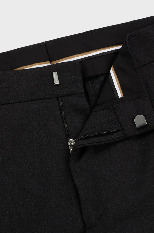 HUGO BOSS Artigos Essenciais>Calças De Ajuste Slim Em Lã Virgem Italiana