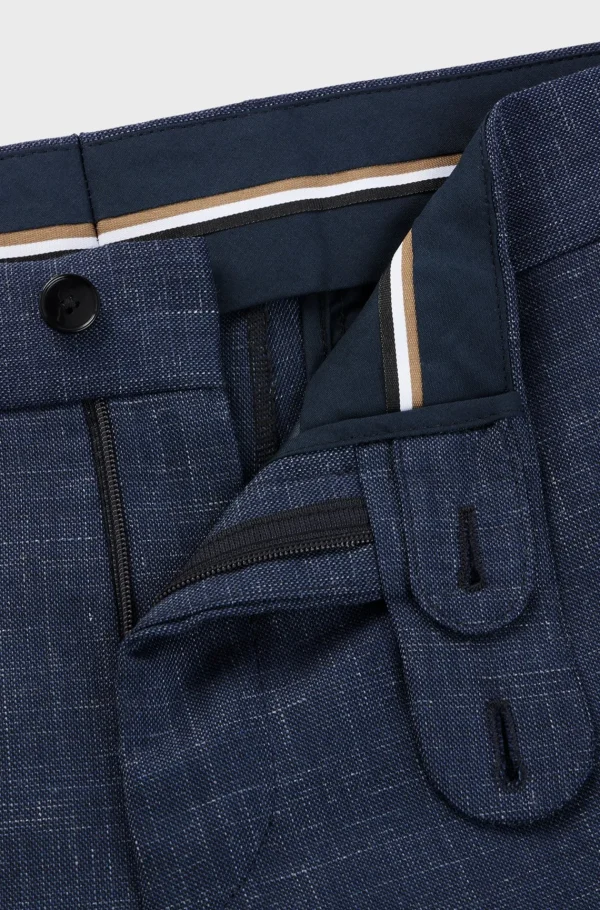 HUGO BOSS Calças E Calções>Calças De Ajuste Slim Em Lã Virgem E Linho