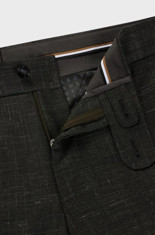 HUGO BOSS Calças E Calções>Calças De Ajuste Slim Em Lã Virgem E Linho