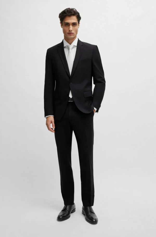 HUGO BOSS Artigos Essenciais>Calças De Ajuste Slim Em Lã Virgem Italiana