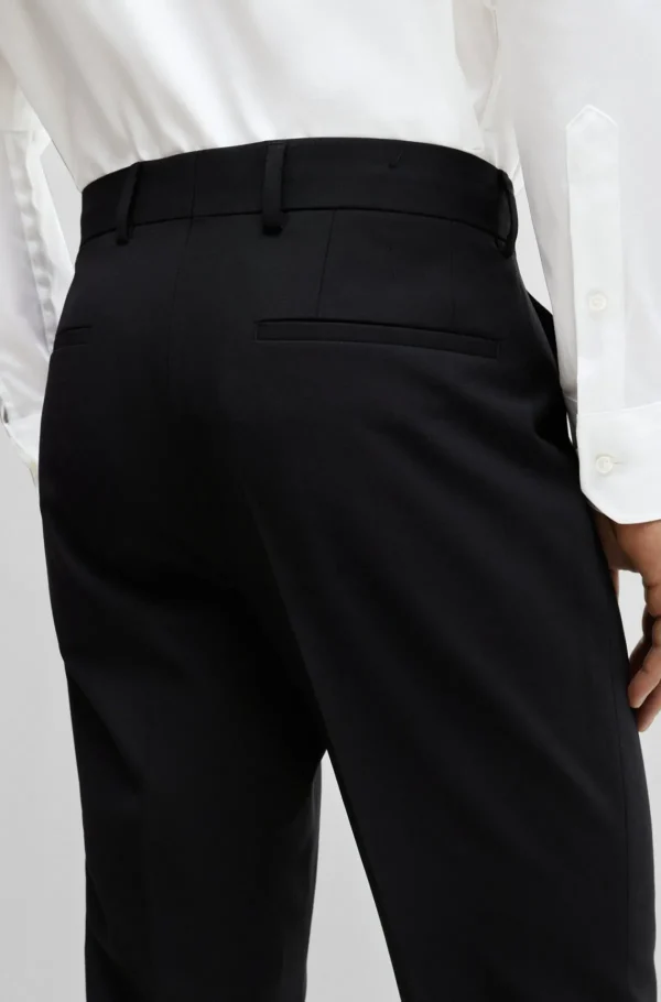 HUGO BOSS Artigos Essenciais>Calças De Ajuste Slim Em Lã Virgem Italiana