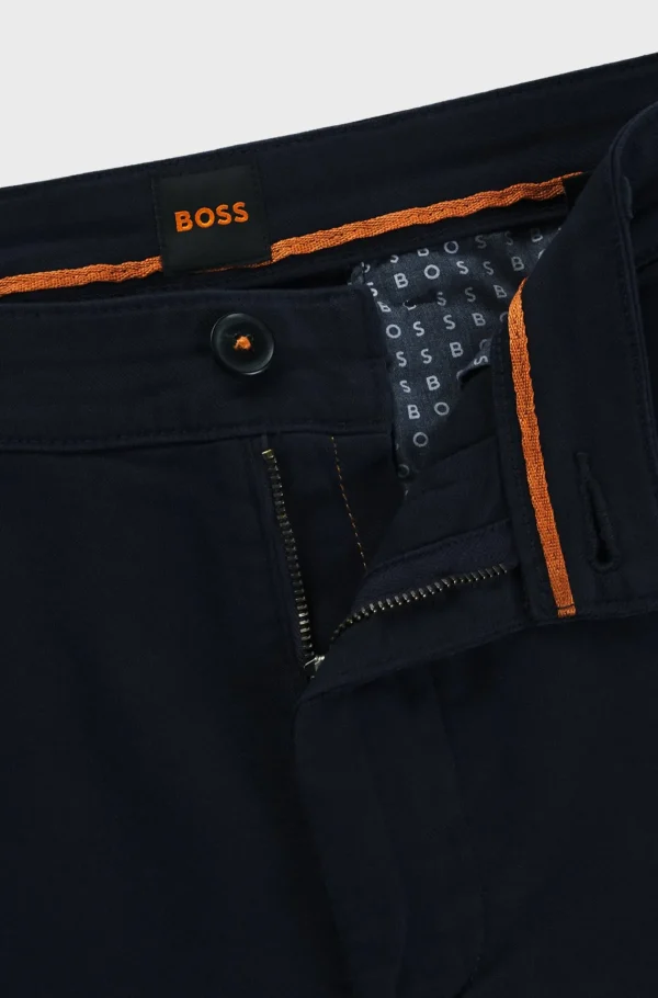 HUGO BOSS Calças E Calções>Calças De Ajuste Slim Em Sarja De Algodão Elástico