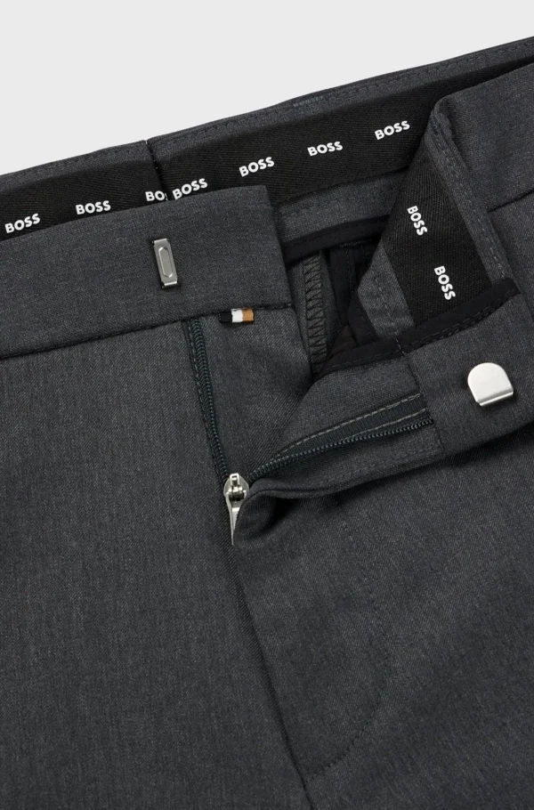 HUGO BOSS Artigos Essenciais>Calças De Ajuste Slim Em Sarja De Lã Virgem