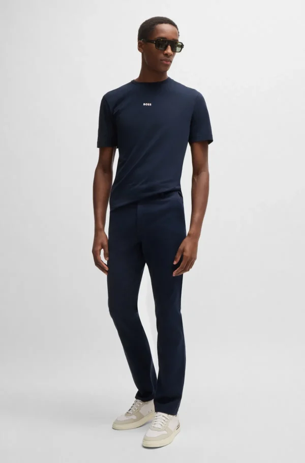 HUGO BOSS Calças E Calções>Calças De Ajuste Slim Em Sarja De Algodão Elástico