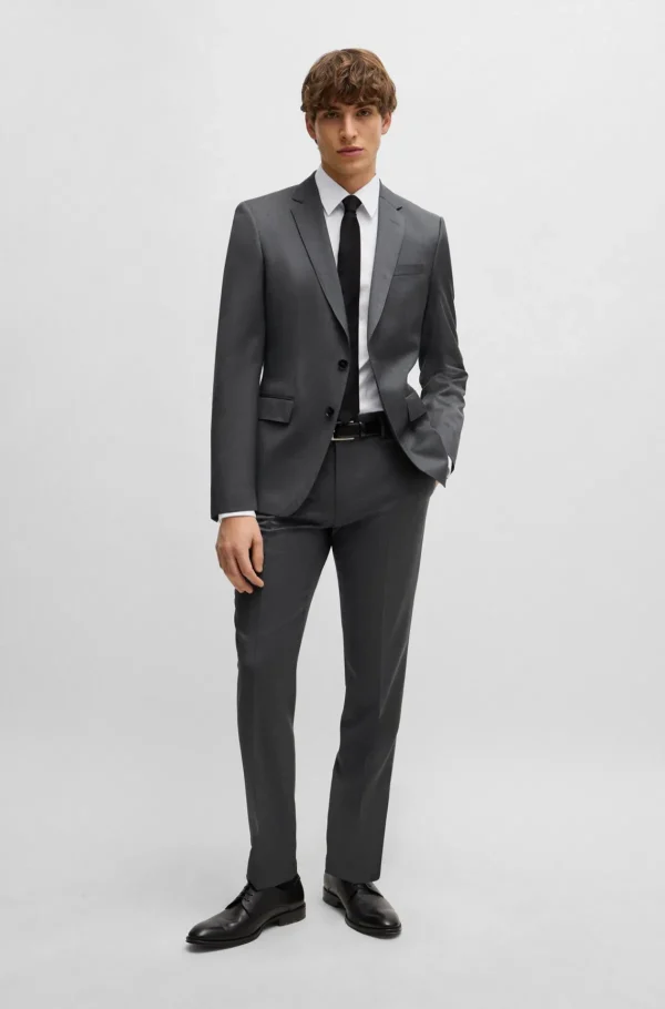 HUGO BOSS Artigos Essenciais>Calças De Ajuste Slim Em Sarja De Lã Virgem