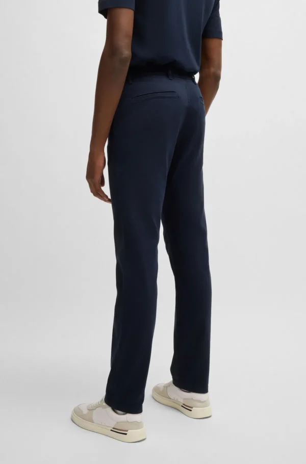 HUGO BOSS Calças E Calções>Calças De Ajuste Slim Em Sarja De Algodão Elástico