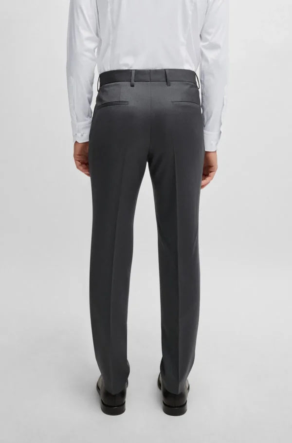HUGO BOSS Artigos Essenciais>Calças De Ajuste Slim Em Sarja De Lã Virgem