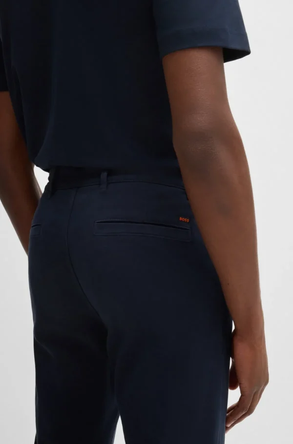HUGO BOSS Calças E Calções>Calças De Ajuste Slim Em Sarja De Algodão Elástico