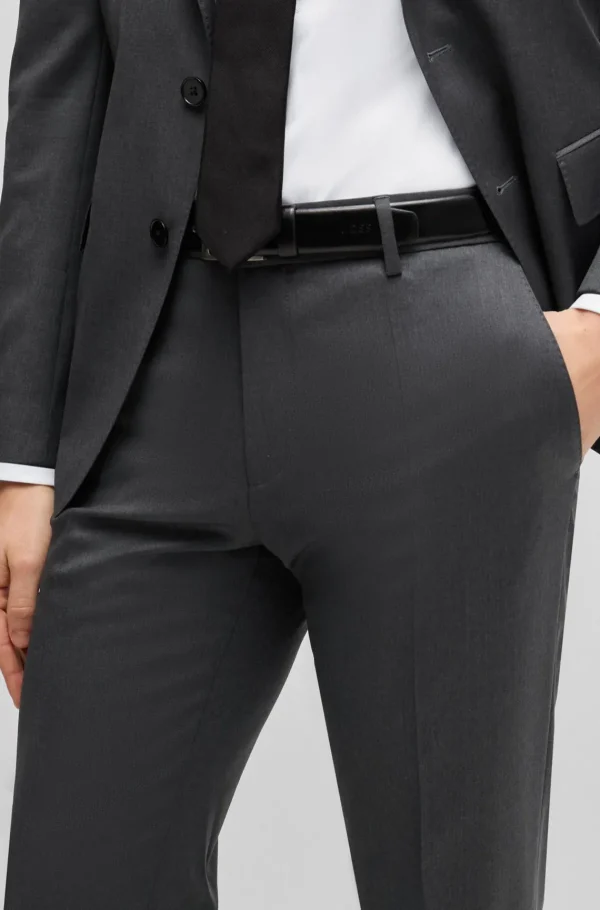 HUGO BOSS Artigos Essenciais>Calças De Ajuste Slim Em Sarja De Lã Virgem
