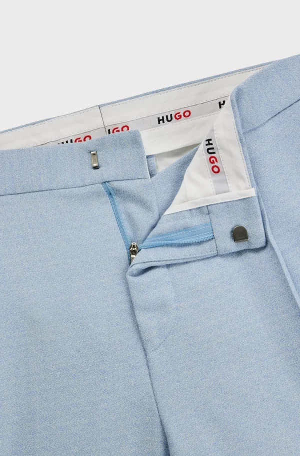 HUGO BOSS Calças E Calções>Calças De Ajuste Slim Em Tecido Mouliné Elástico