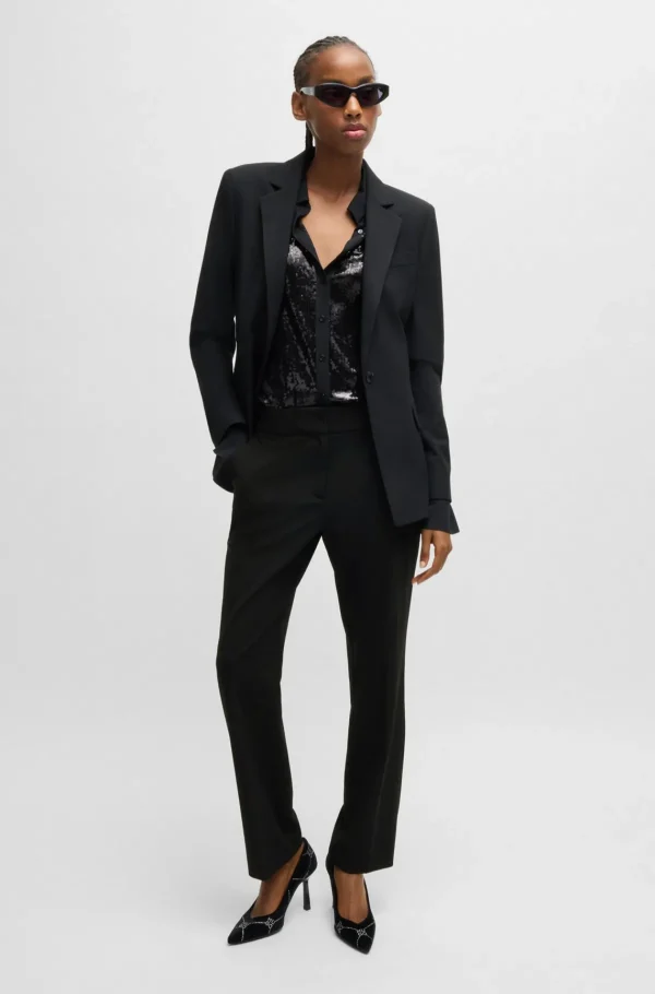 MULHER HUGO BOSS Calças E Calções>Calças De Ajuste Slim Em Tecido Elástico Com Logótipo