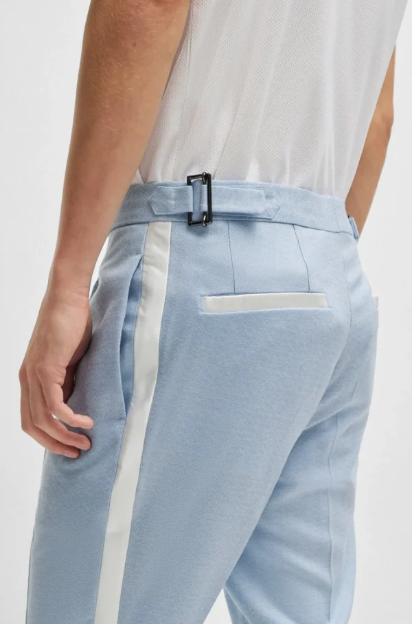HUGO BOSS Calças E Calções>Calças De Ajuste Slim Em Tecido Mouliné Elástico