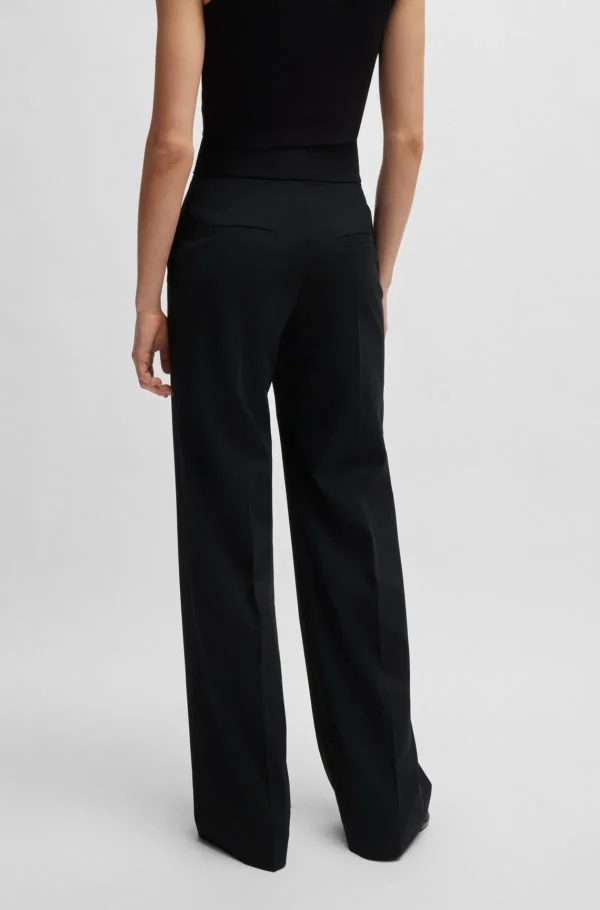 MULHER HUGO BOSS Calças E Calções>Calças De Cintura Alta De Ajuste Regular Com Perna Boca-de-sino