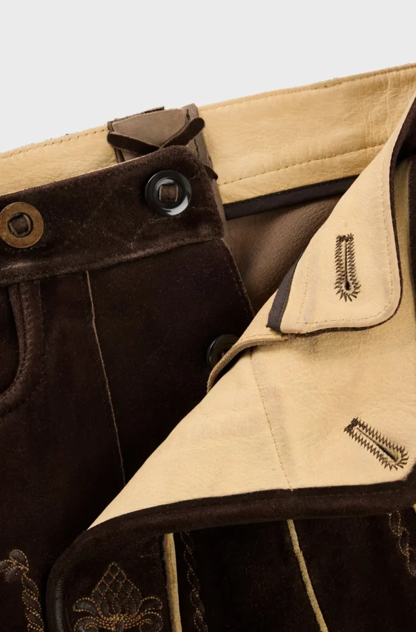 HUGO BOSS Calças E Calções>Calças De Couro BOSS Menswear Trachten Em Camurça Bordada