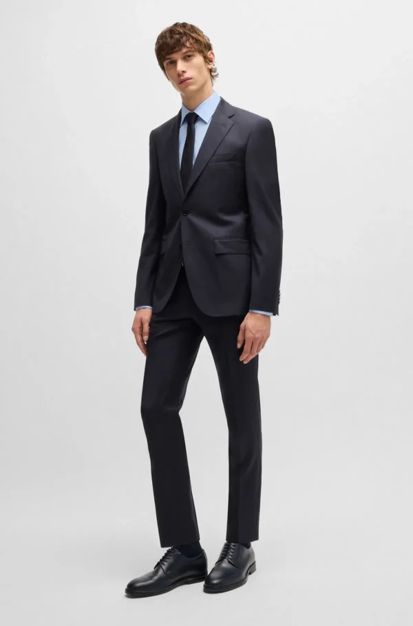 HUGO BOSS Calças E Calções>Calças De Fato De Ajuste Extra-slim Em Sarja De Lã Virgem