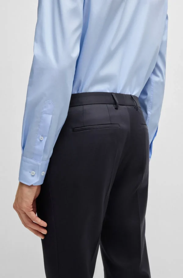 HUGO BOSS Calças E Calções>Calças De Fato De Ajuste Extra-slim Em Sarja De Lã Virgem