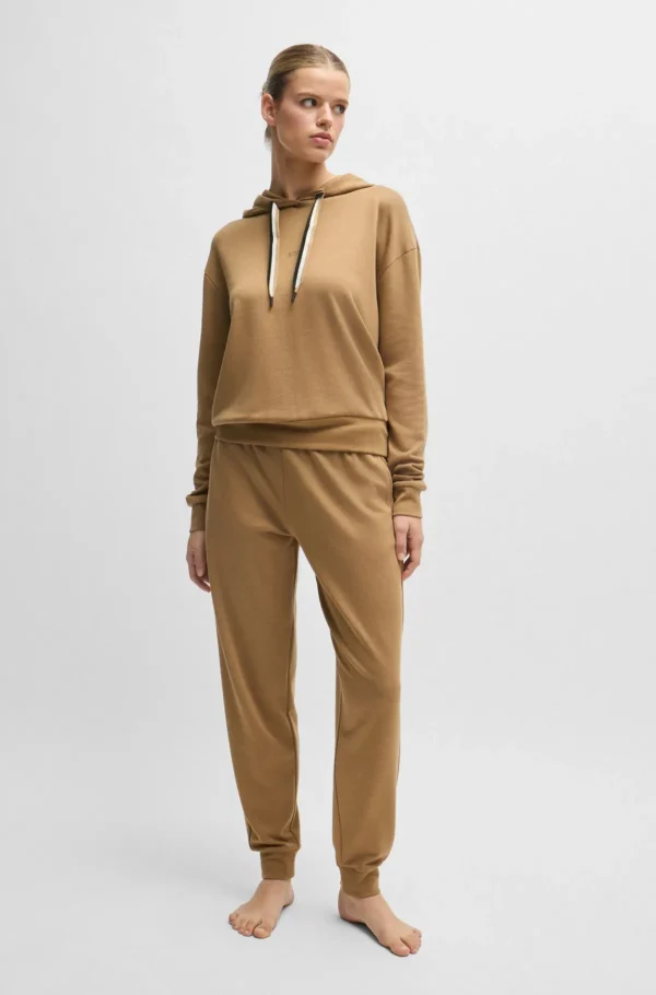 MULHER HUGO BOSS Fatos De Treino | Pijamas E Loungewear>Calças De Fato De Treino Com Punhos E Cordão Com Riscas Exclusivas