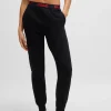 MULHER HUGO BOSS Pijamas E Loungewear>Calças De Fato De Treino Em Mistura De Algodão Com Cintura De Logótipo