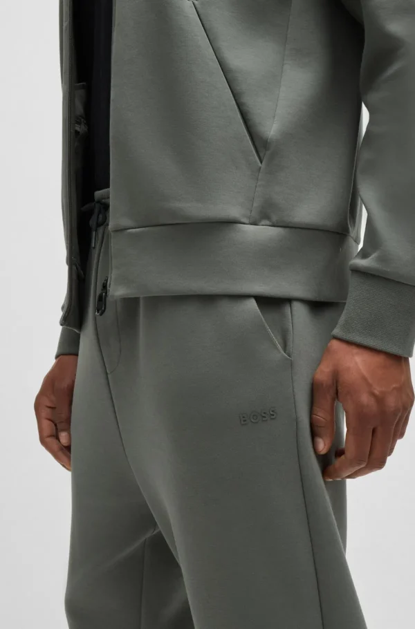 HUGO BOSS Fatos De Treino>Calças De Fato De Treino Em Algodão Elástico Com Logótipo Estampado
