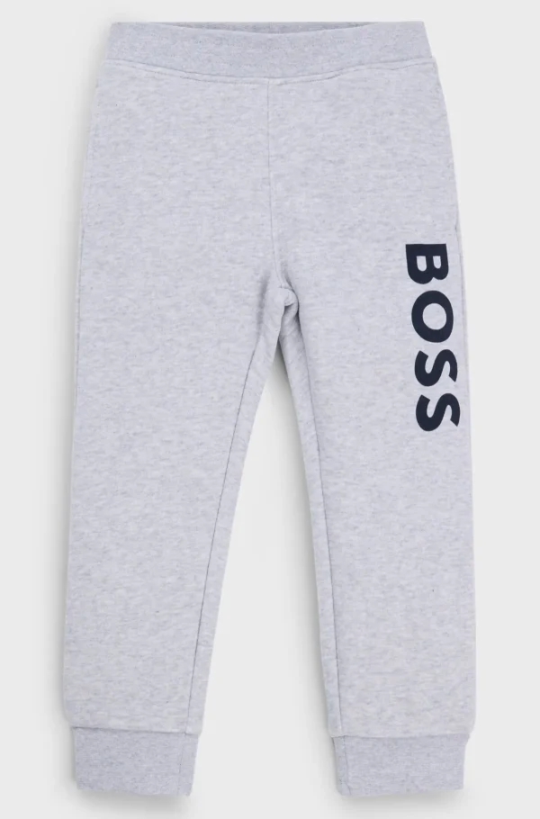 Crianças HUGO BOSS Crianças (Idades 1-3)>Calças De Fato De Treino Em Velo Com Estampa Vertical De Logótipo