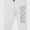 Crianças HUGO BOSS Júniores (Idades 4-14)>Calças De Fato De Treino Para Criança De Mistura De Algodão Com Logótipo Vertical