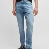 HUGO BOSS Calças De Ganga>Calças De Ganga De Ajuste Slim Em Ganga Leve Elástica Azul