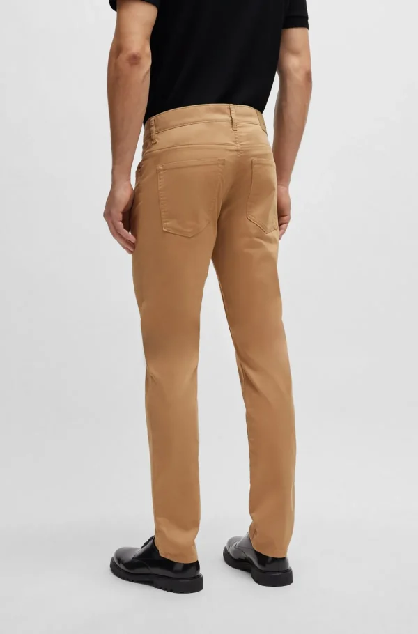 HUGO BOSS Calças De Ganga>Calças De Ganga De Ajuste Slim Em Ganga Elástica Acetinada Leve