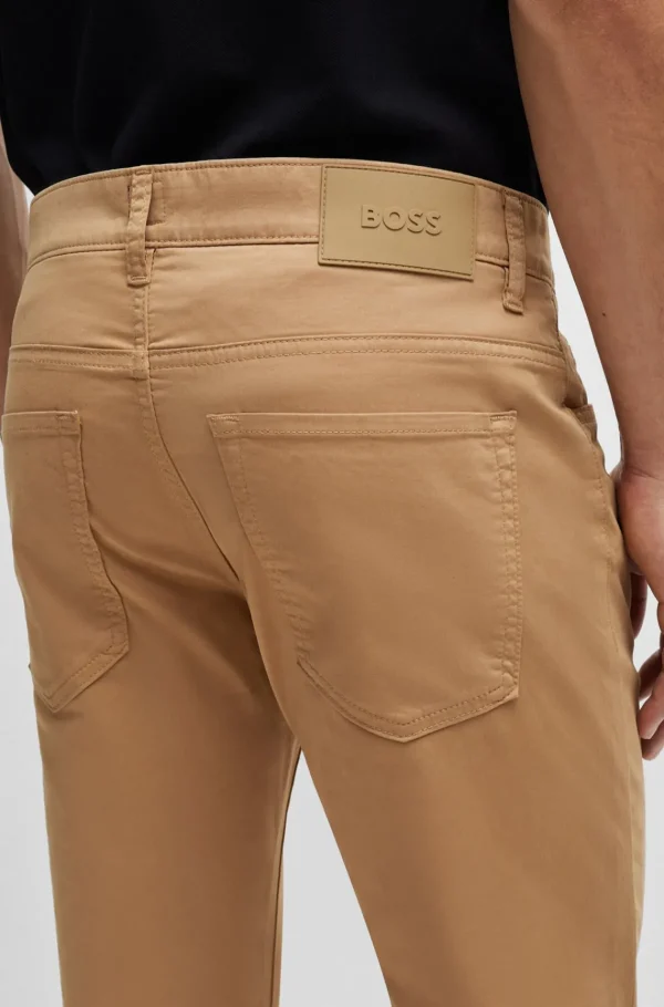 HUGO BOSS Calças De Ganga>Calças De Ganga De Ajuste Slim Em Ganga Elástica Acetinada Leve