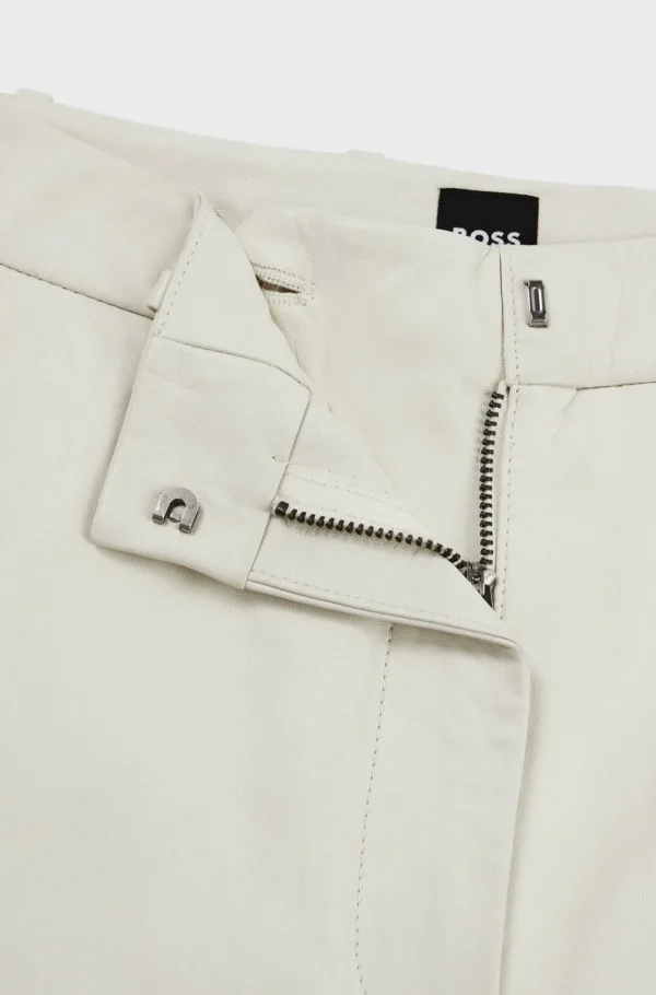 MULHER HUGO BOSS Fatos>Calças De Pele De Ajuste Regular Com Perna Larga